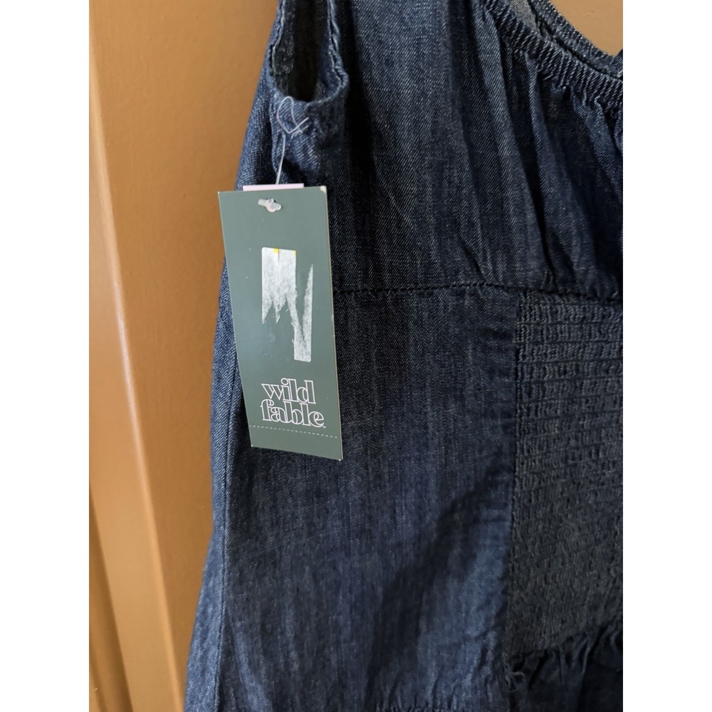 Wild Fable Women's Dark Blue Denim Cap Sleeve Mini A-Line Dress Size XL NWT - Picture 5 of 7